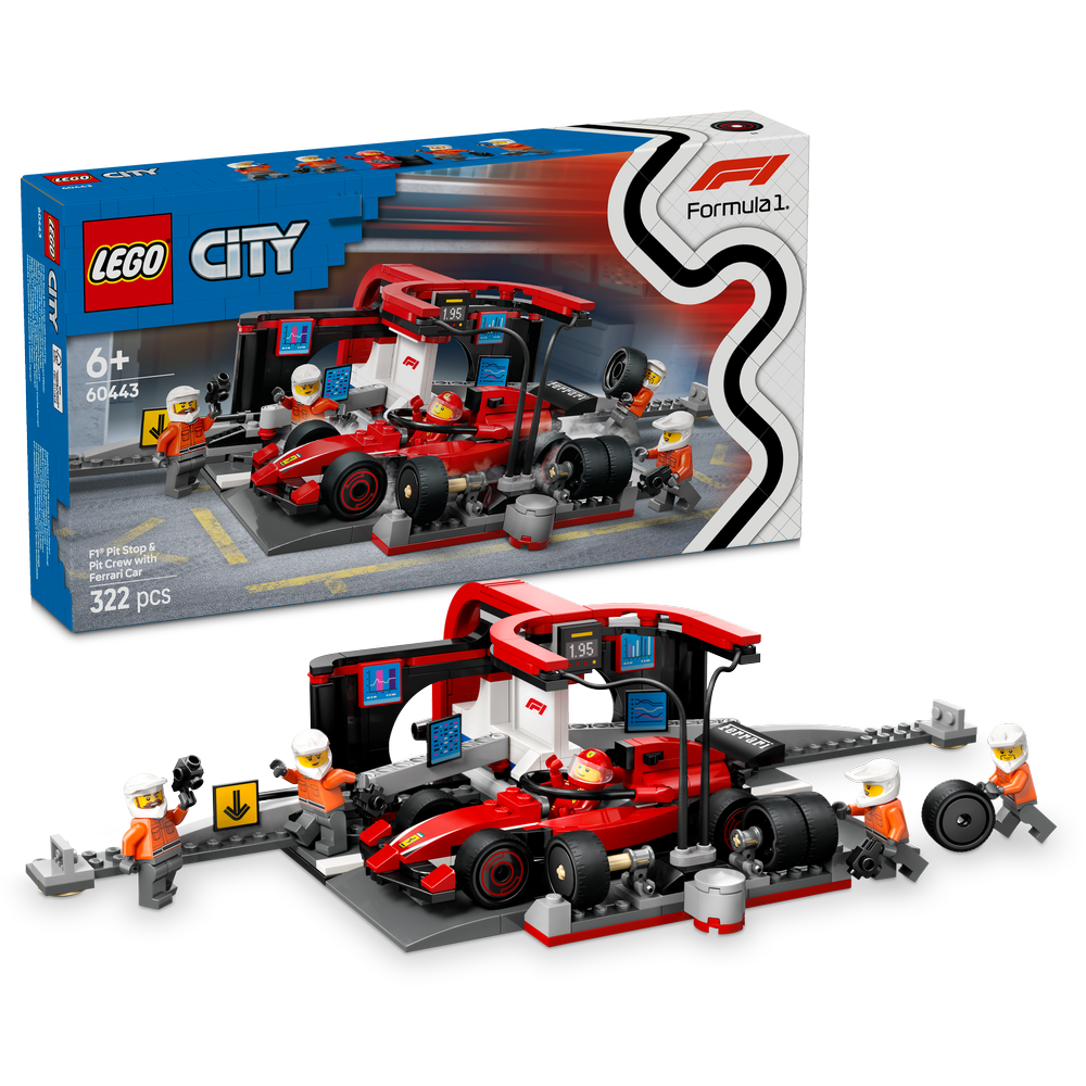LEGO F1 depåstopp & depåteam med Ferrari bil 60443