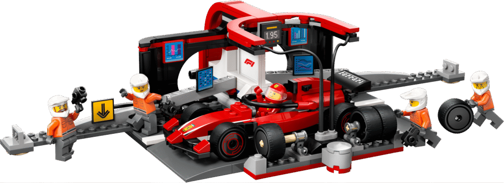 LEGO F1 depåstopp & depåteam med Ferrari bil 60443
