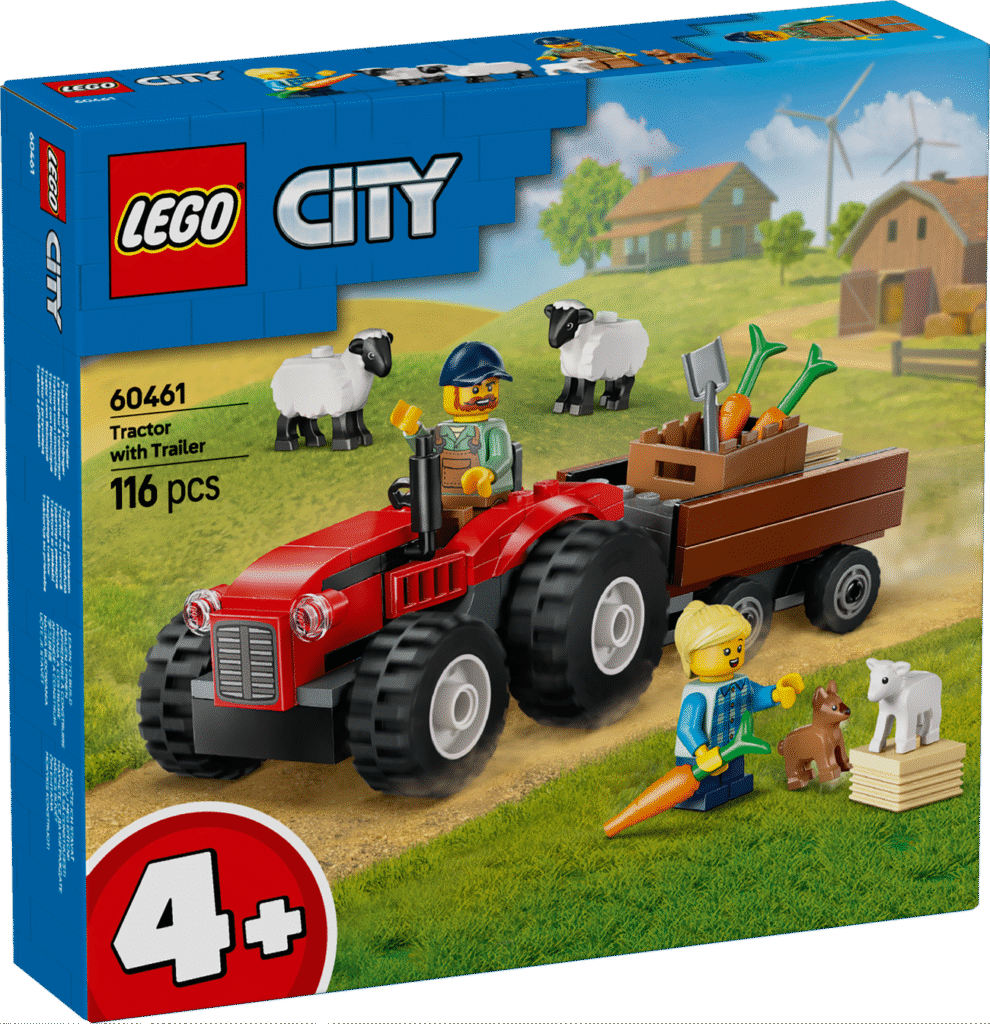 LEGO Röd jordbrukstraktor med släp och får 60461