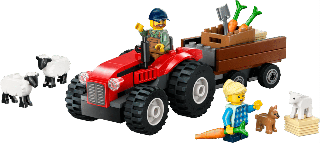 LEGO Röd jordbrukstraktor med släp och får 60461