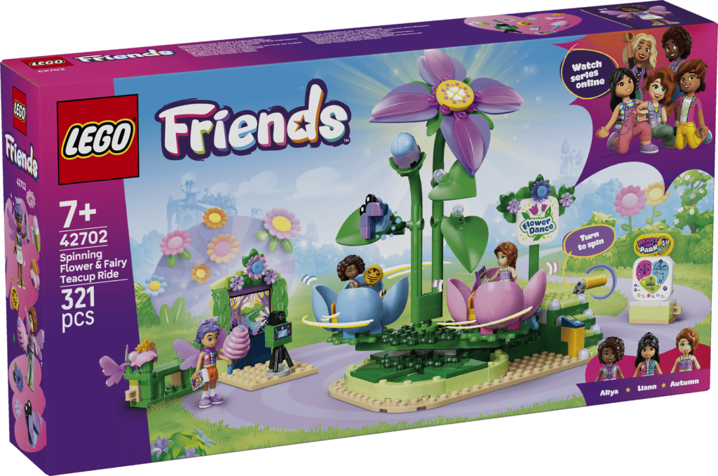 LEGO Snurrande tekoppskarusell med blom- och älvtema 42702