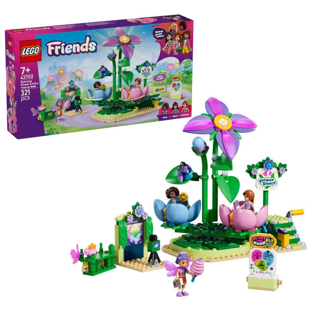 LEGO Snurrande tekoppskarusell med blom- och älvtema 42702